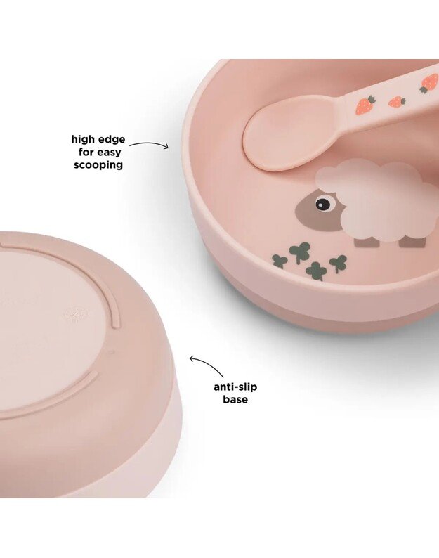 Done by Deer neslystantis dubenėlis Foodie Tiny Farm, rausvas 1