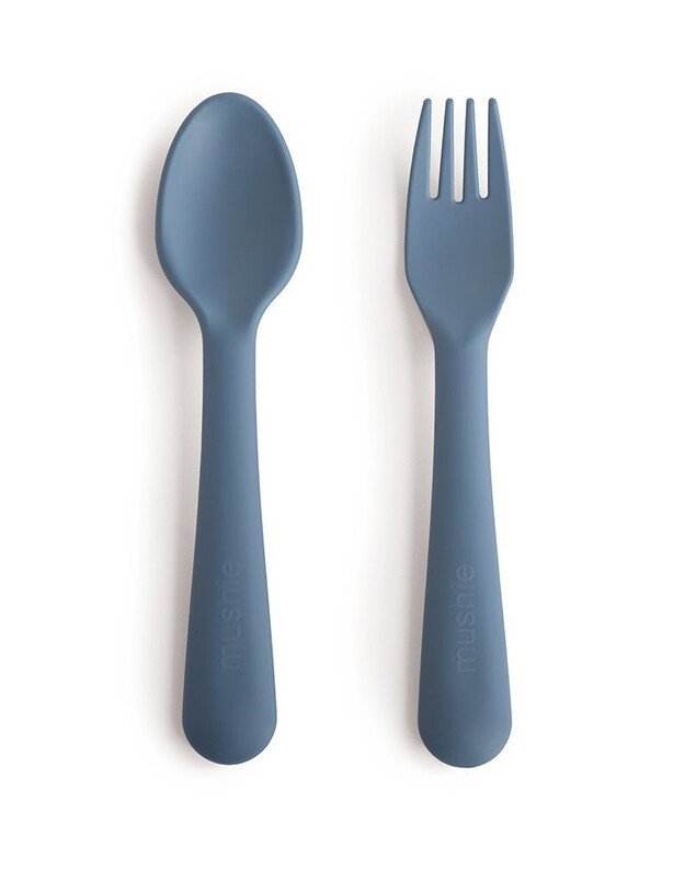 Mushie šaukštelis ir šakutė Twilight Blue, mėlyna