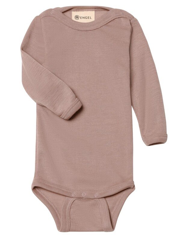 Engel merino vilnos ir šilko smėlinukas ilgomis rankovėmis Dusty Rose, rausvas