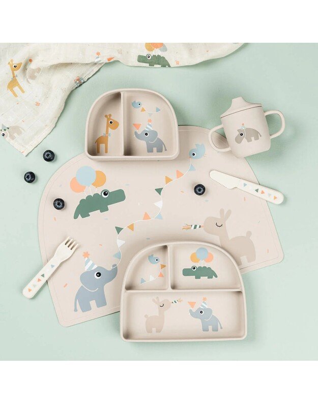 Done by Deer silikoninis puodelis su snapeliu Celebration, smėlio spalvos