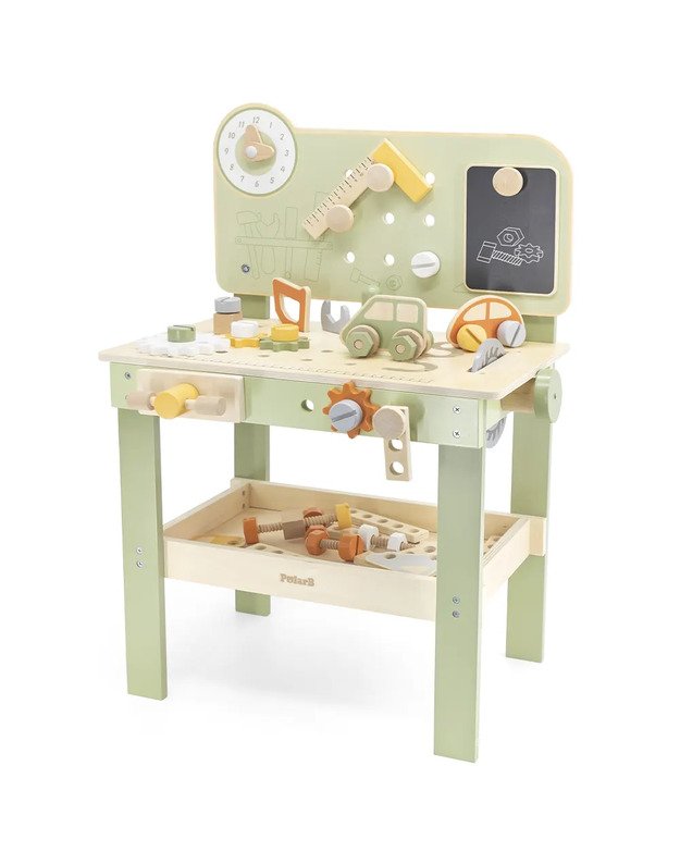 PolarB medinis darbastalis su įrankių rinkiniu Tool Bench