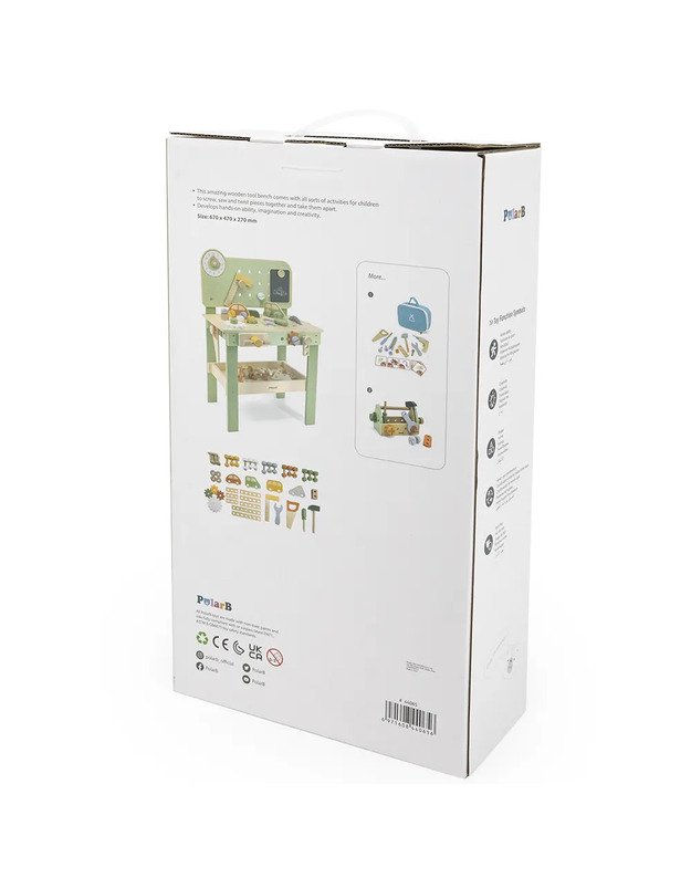 PolarB medinis darbastalis su įrankių rinkiniu Tool Bench 4