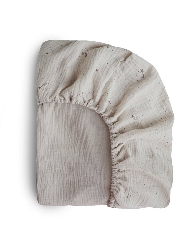 Mushie small crib sheet with elastic band Falling Stars