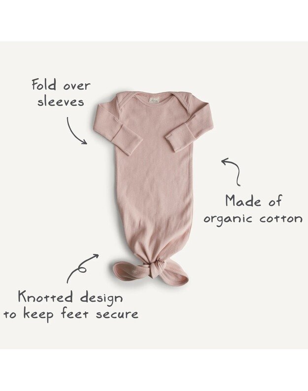 Mushie ribbed knotted baby gown Mustard Melange