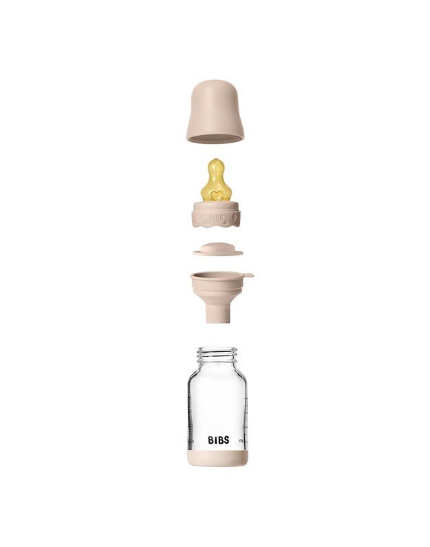 BIBS glass bottle + slow flow teat, 120 ml Blush 2