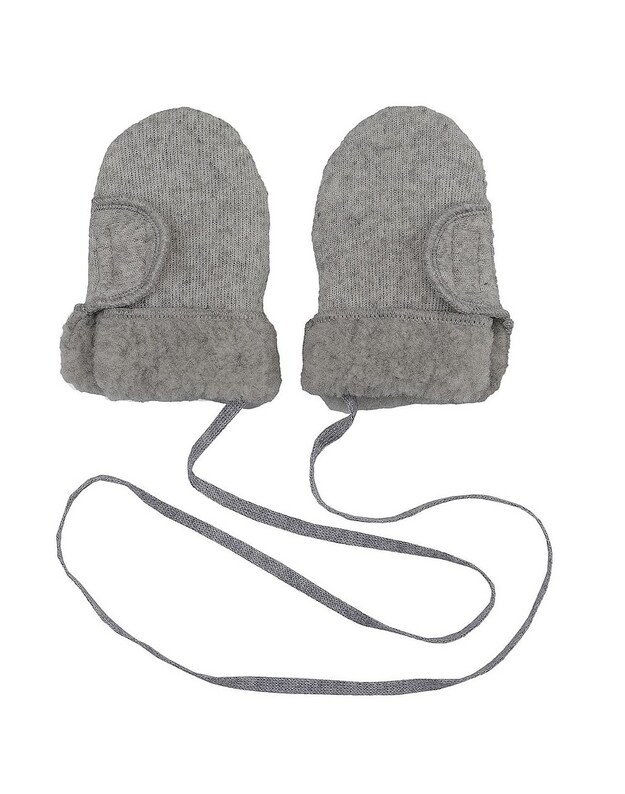 Lorita merino wool lace-up mittens, grey