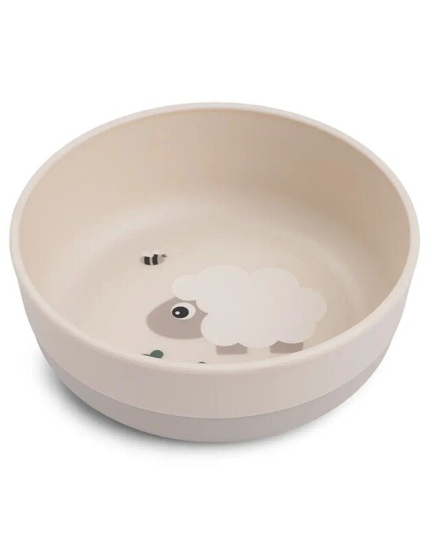 Done by Deer neslystantis dubenėlis Foodie Tiny Farm, smėlio spalvos