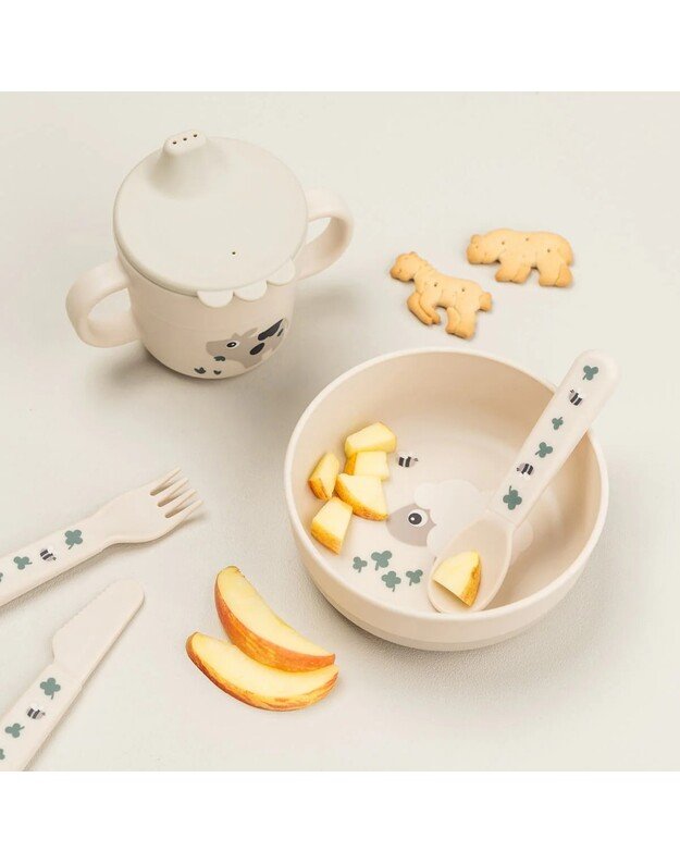 Done by Deer neslystantis dubenėlis Foodie Tiny Farm, smėlio spalvos 3