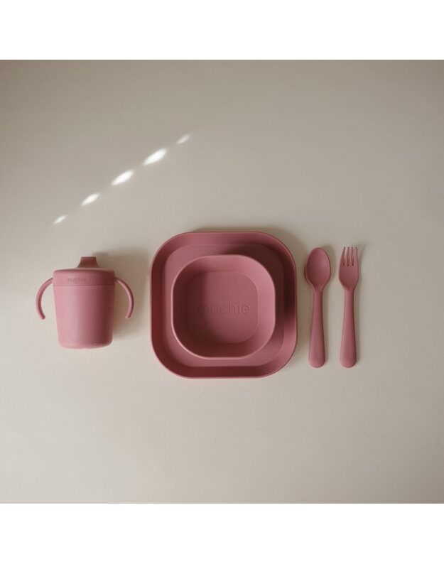 Mushie šaukštelis ir šakutė Dusty Rose, rožinė 4