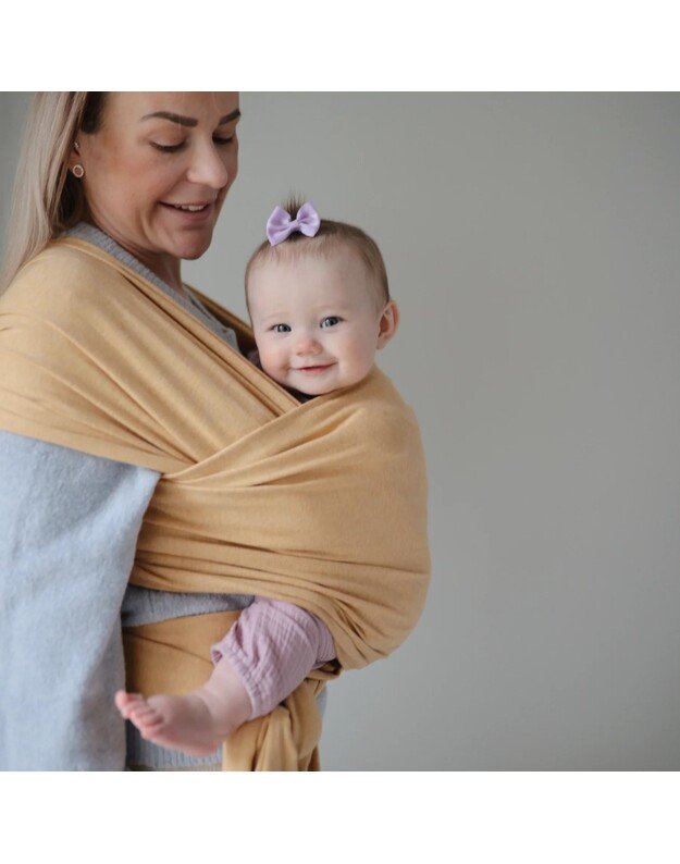 Mushie baby carrier wrap Mustard Melange 1