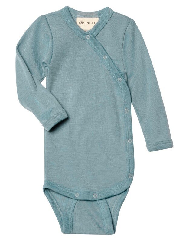 Engel merino vilnos ir šilko smėlinukas (siaustinukas) ilgomis rankovėmis Mountain Blue, melsvas
