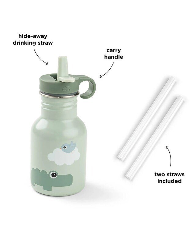 Done by Deer nerūdijančio plieno gertuvė su šiaudeliu Playground, žalia