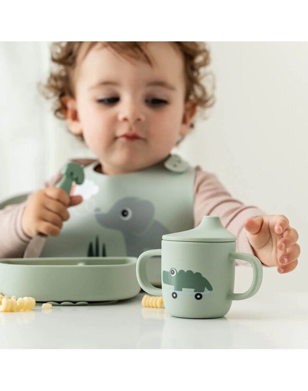 Done by Deer silikoninis puodelis su snapeliu Playground, žalias