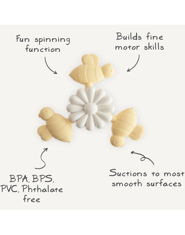 Mushie prilimpantis sukamasis žaislas Spinner Bee