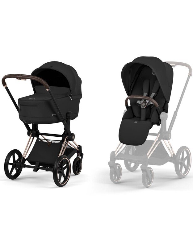 CYBEX PRIAM V5 vežimėlio komplektas 2in1 Sepia Black, rėmas Rose Gold