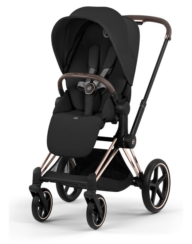 CYBEX PRIAM V5 vežimėlio komplektas 2in1 Sepia Black, rėmas Rose Gold