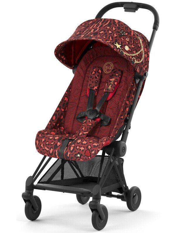 Vežimėlis CYBEX COYA Matt Black Rockstar Rosenrot Red, raudonas