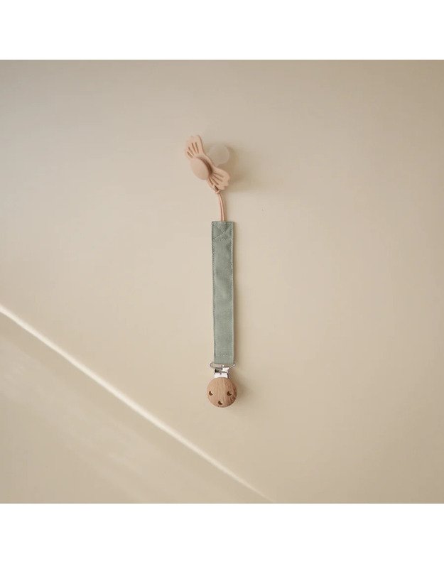 Mushie lininiai čiulptuko laikikliai Olive / Shifting Sand, 2vnt 1