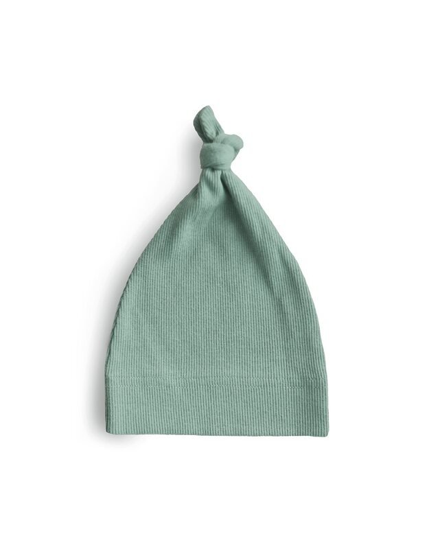 Mushie ribbed baby beanie Roman Green