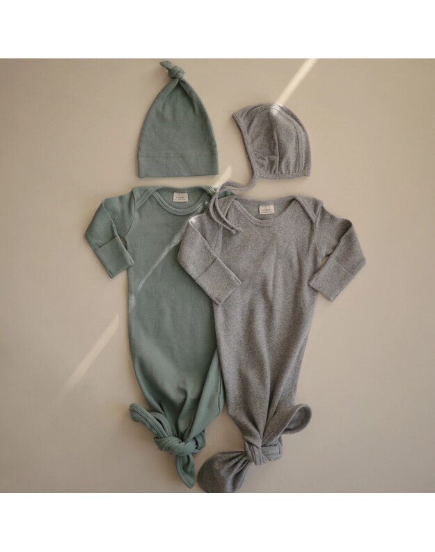Mushie ribbed baby beanie Roman Green 2