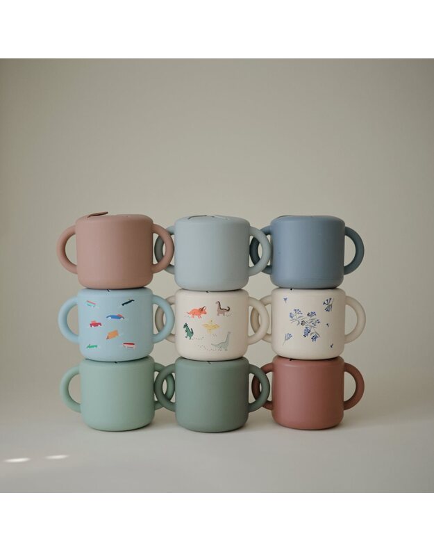 Mushie silikoninis užkandžių puodelis Dinosaurs 8