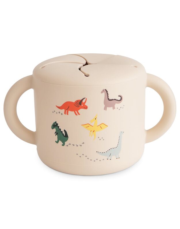 Mushie silikoninis užkandžių puodelis Dinosaurs