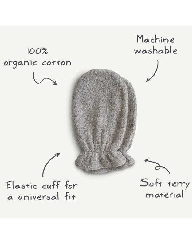 Mushie bath mitt Fog, 2pk 1