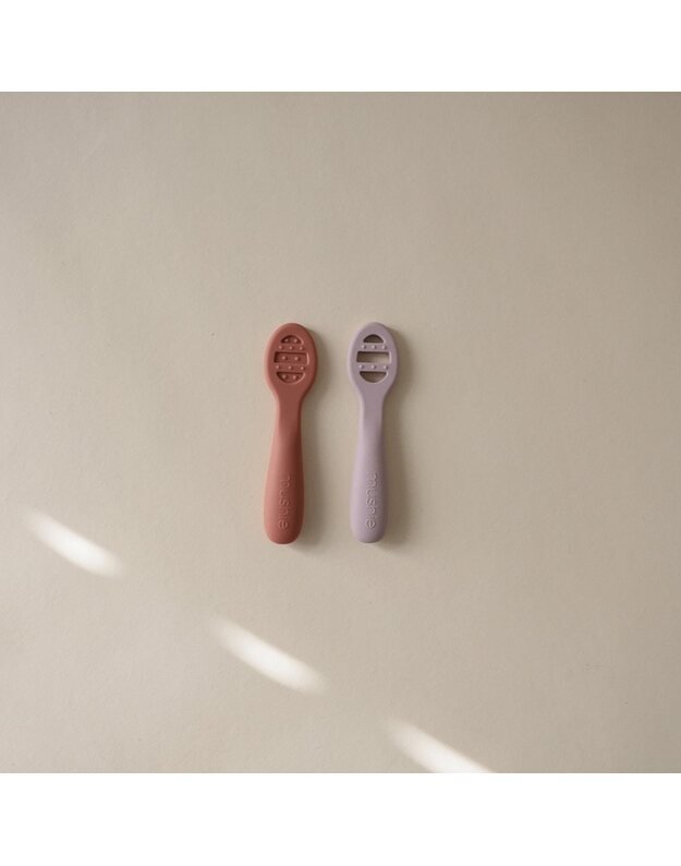 Mushie pirmieji kūdikio maitinimo šaukšteliai Rose/Soft Lilac, 2 vnt 1