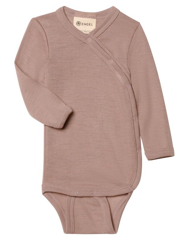 Engel merino vilnos ir šilko smėlinukas (siaustinukas) ilgomis rankovėmis Dusty Rose, rausvas