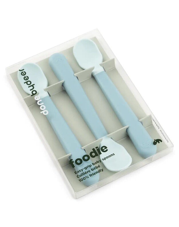 Done by Deer lengvai sugriebiami kūdikio šaukšteliai Foodie, 3 vnt, mėlyni