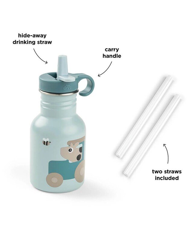 Done by Deer nerūdijančio plieno gertuvė su šiaudeliu Tiny Farm, mėlyna