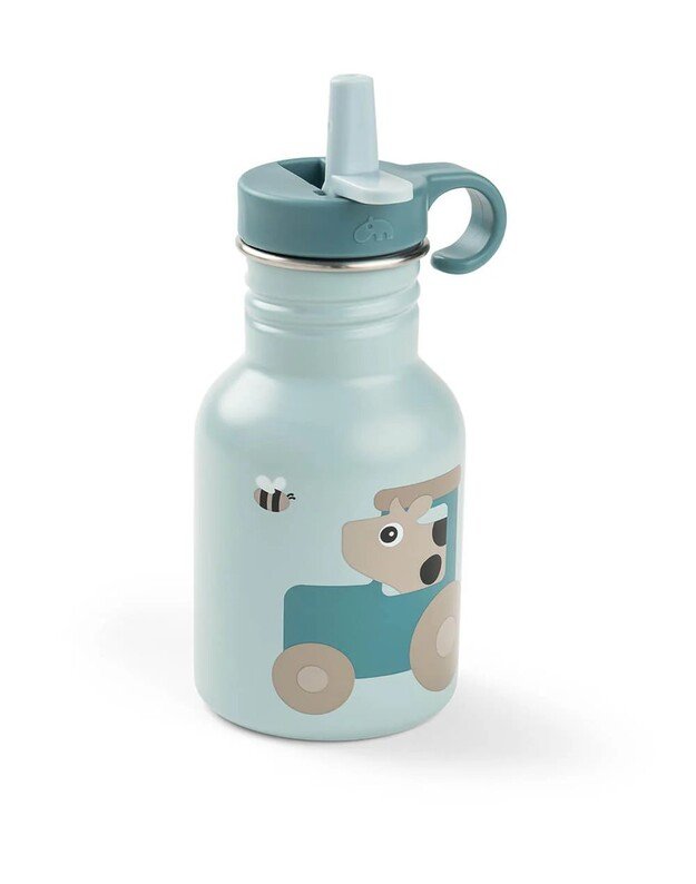 Done by Deer nerūdijančio plieno gertuvė su šiaudeliu Tiny Farm, mėlyna