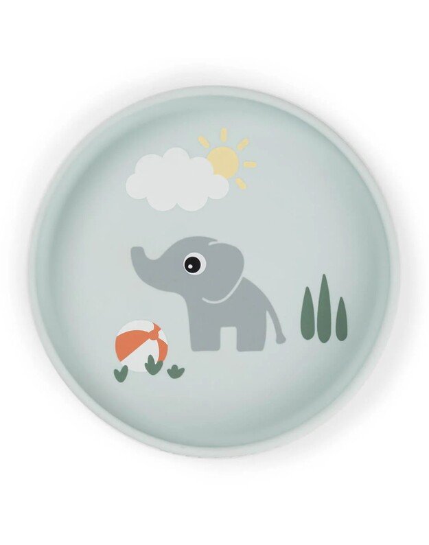 Done by Deer prilimpanti silikoninė lėkštė Stick&Stay Playground, mėlyna