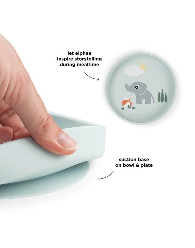 Done by Deer prilimpanti silikoninė lėkštė Stick&Stay Playground, mėlyna