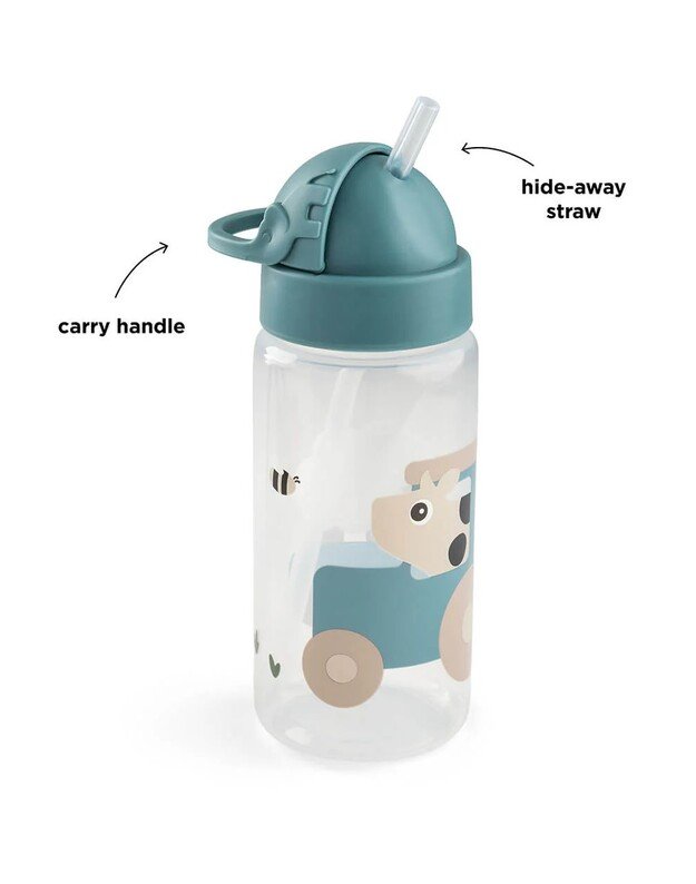 Done by Deer gertuvė su šiaudeliu Tiny Farm, 350ml, mėlyna