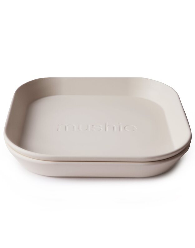 Mushie square dinner plates Ivory, 2pk