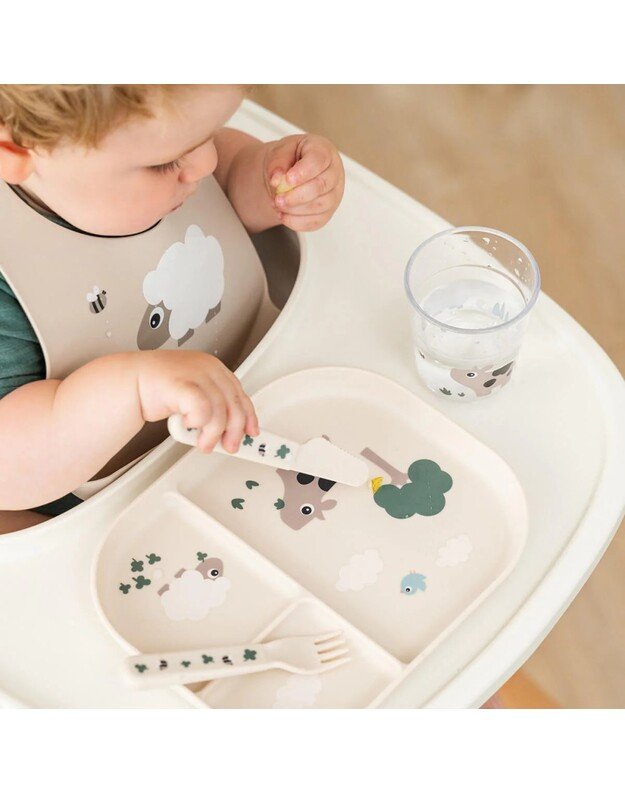 Done by Deer neslystanti lėkštė su skyriais Foodie Tiny Farm, smėlio spalvos 3