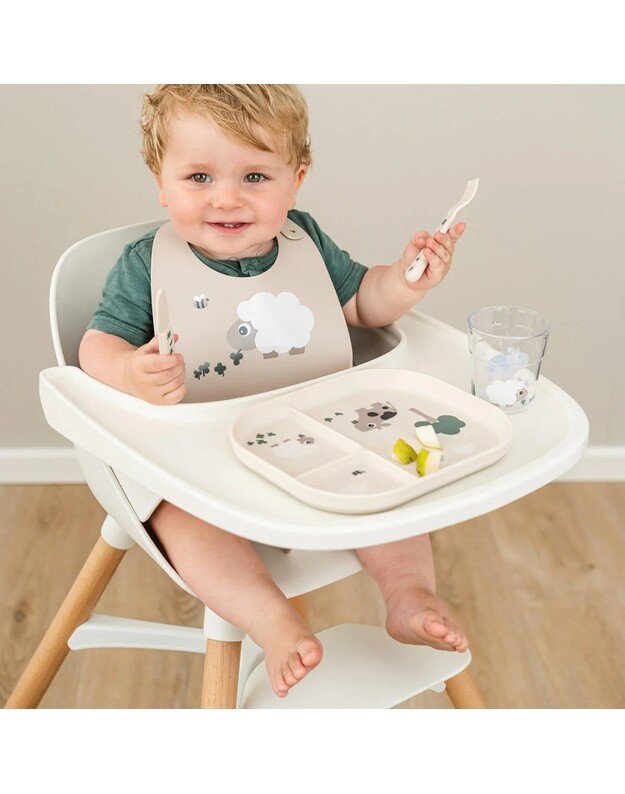 Done by Deer neslystanti lėkštė su skyriais Foodie Tiny Farm, smėlio spalvos 4