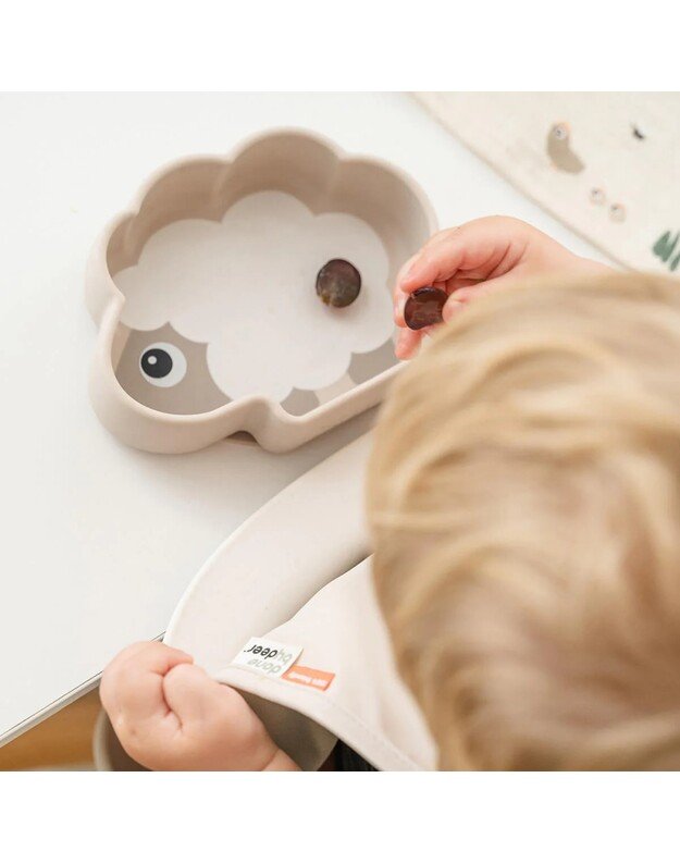 Done by Deer prilimpantis silikoninis dubenėlis Stick & Stay Sheepy, smėlio spalvos 2