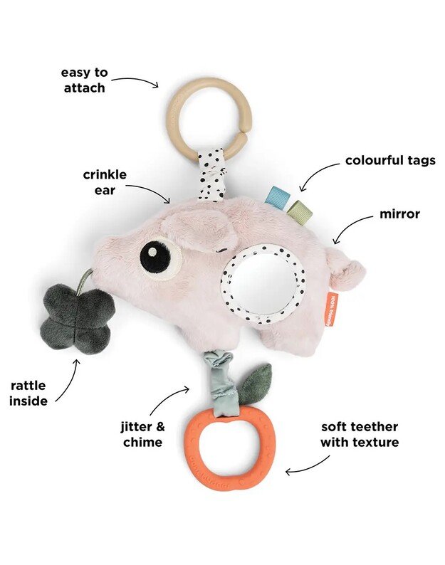 Done by Deer kabantis sensorinis veiklos žaislas Pigee, rausvas 1