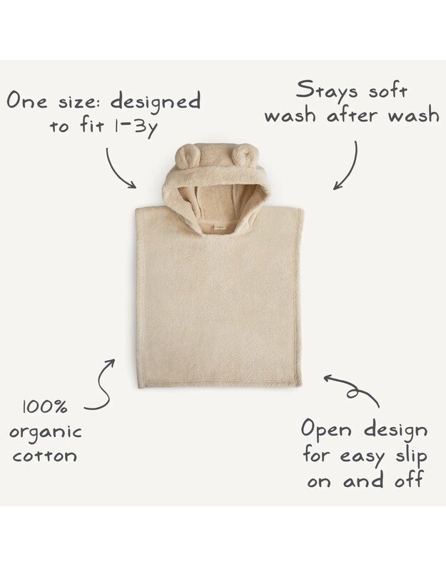 Mushie rankšluostis - pončas Bear Blush, rausvas 3