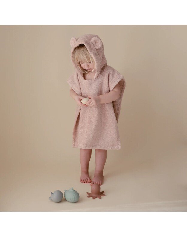 Mushie rankšluostis - pončas Bear Blush, rausvas 2