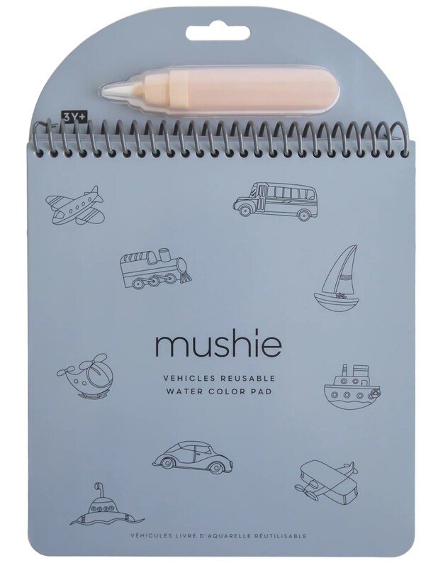 Mushie daugkartinė vandens spalvinimo knygelė Vehicles