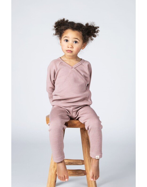 Engel ekologiškos merino vilnos ir šilko vaikiškos tamprės - leginsai Dusty Rose, rausvos 4