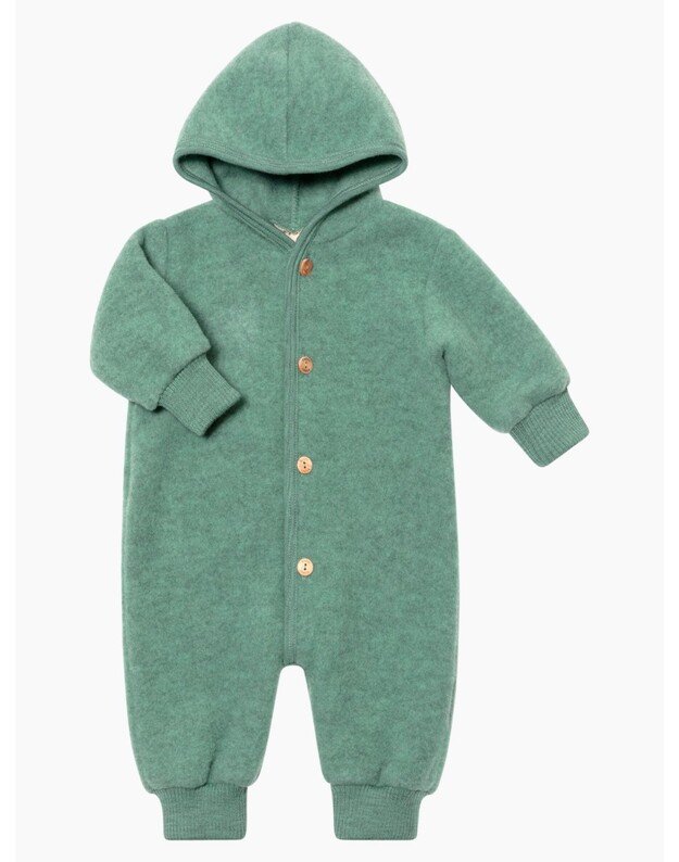Engel šiltas merino vilnos kombinezonas su medinėmis sagomis Jade Melange