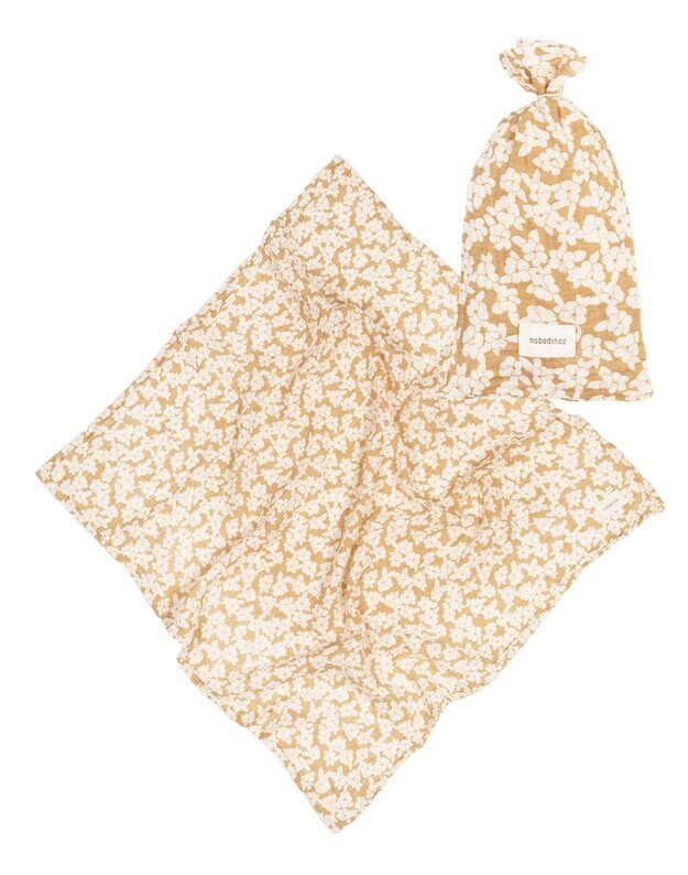 Nobodinoz dvigubo muslino pledukas WABI-SABI GOLDEN BROWN SAKURA