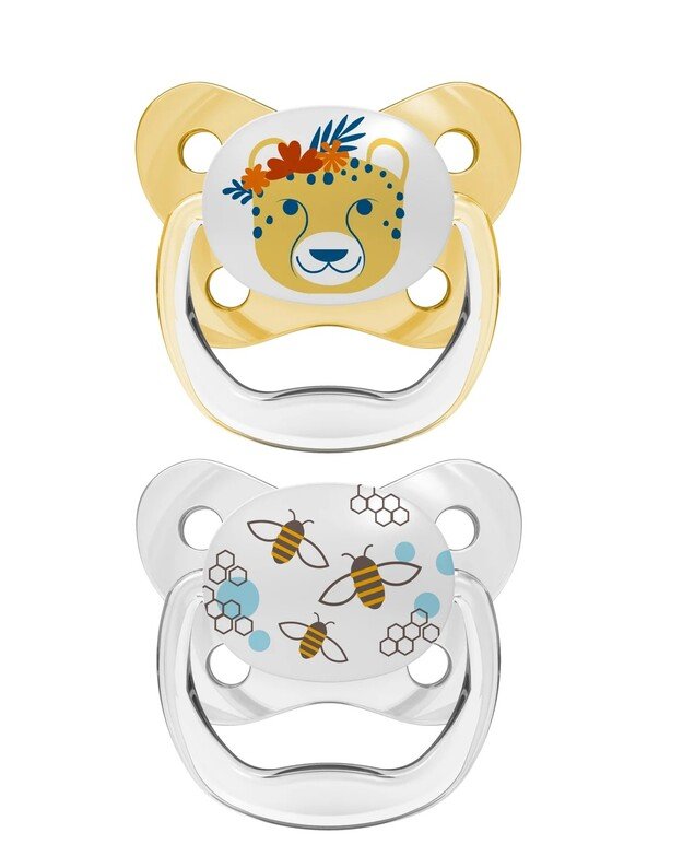 Dr Brown's čiulptukai PreVent Butterfly 6-18 mėn., 2 vnt, geltoni