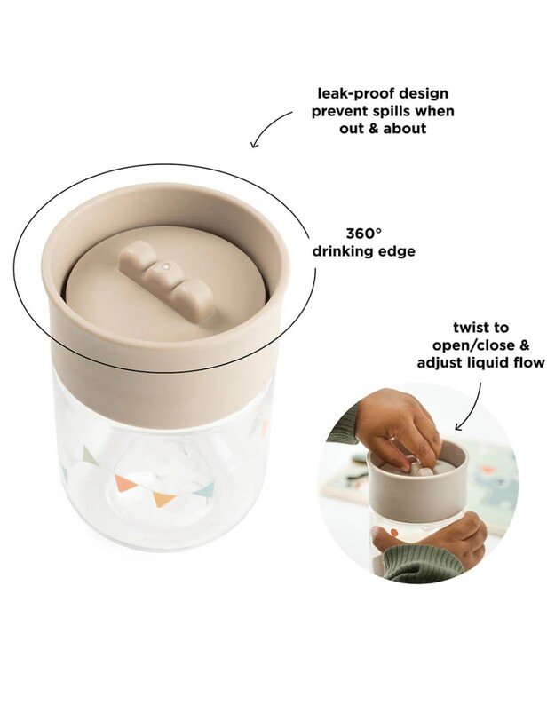 Done by Deer mokymosi gertuvė 360° Celebration, 260ml, smėlio spalvos