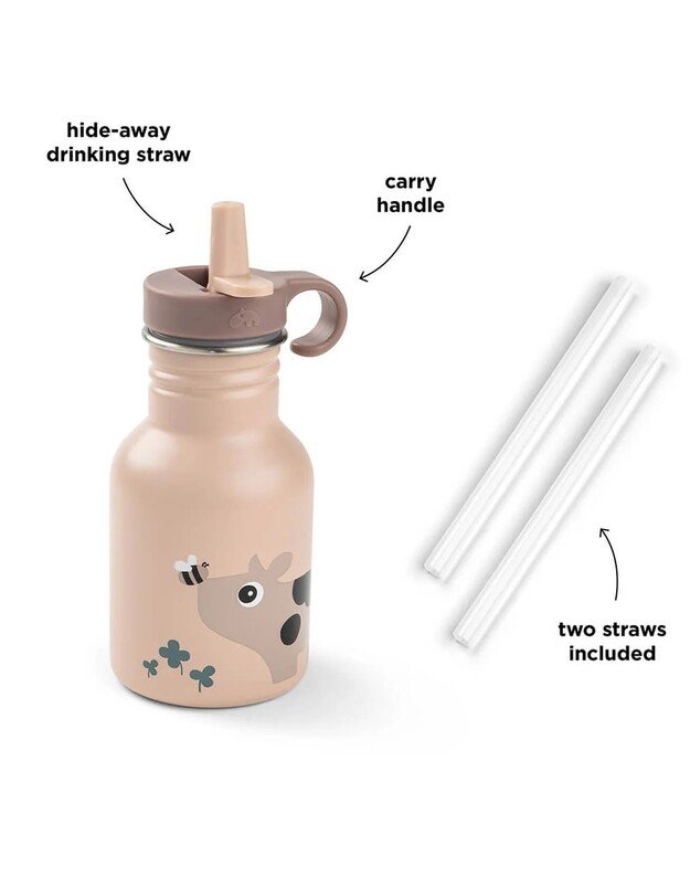 Done by Deer nerūdijančio plieno gertuvė su šiaudeliu Tiny Farm, rausva