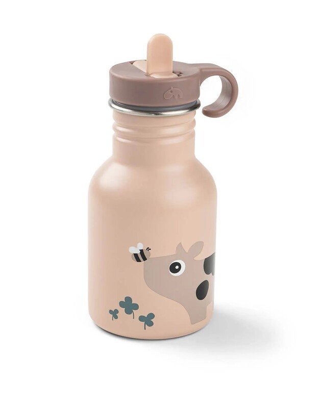 Done by Deer nerūdijančio plieno gertuvė su šiaudeliu Tiny Farm, rausva